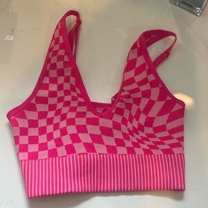 Garage Checkered Pink Crop Top